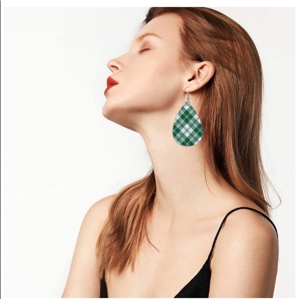 St. Patrick’s Checker Faux Leather Earrings